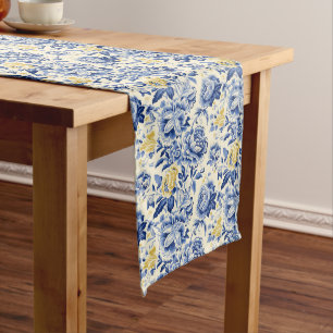 French Blue & Lemon Shabby Chic Harmony Großer Tischläufer