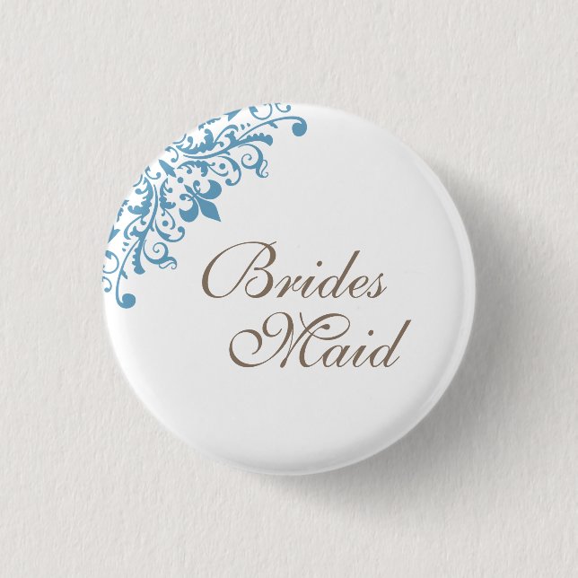 French Blue Lilie Script Bridesmaid Button (Vorderseite)