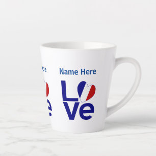 French Blue LOVE Gearr Flag Personalisiert Milchtasse