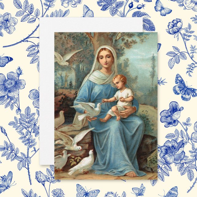 French Blue Madonna Note Card Einladung (Von Creator hochgeladen)