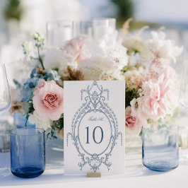 French Blue Ornate Baroque Wedding Tischnummer