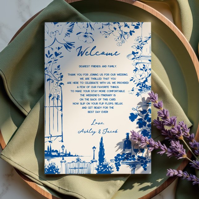 French Blue Pastoral  Wedding Letter and Itinerary Programm (Von Creator hochgeladen)
