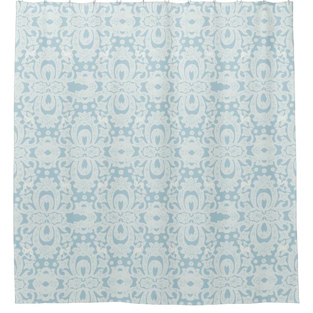 French Blue Shabby Chic Damask Brocade Pattern Duschvorhang (Vorderseite)