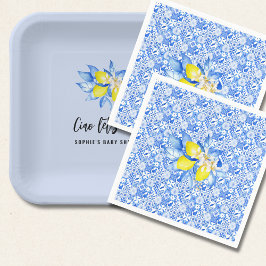 French Blue Tiles, Ciao Baby, Lemons  Serviette