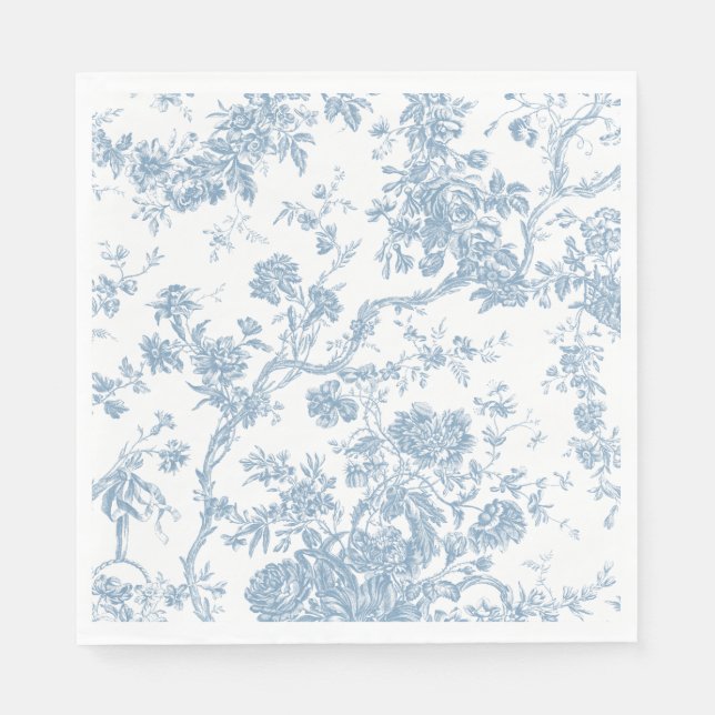 French Blue Toile de Jouy Paper Napkin Serviette (Vorderseite)