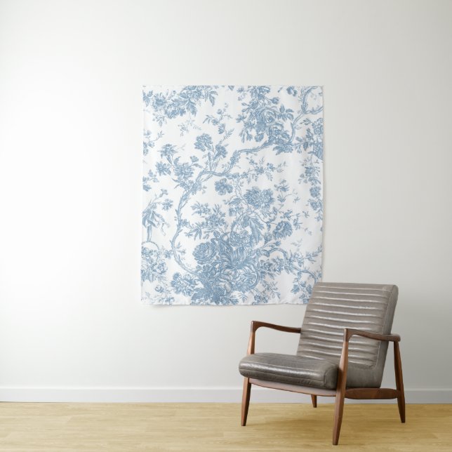 French Blue Toile de Jouy Wandteppich (Beispiel)