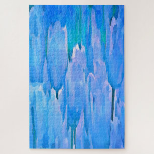 French Blue Tulips Abstract Floral Pattern Puzzle