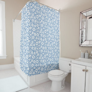 French Blue Vintag Blume Cascade Duschvorhang