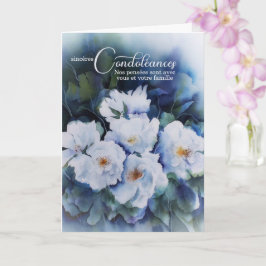FRENCH Blue Watercolor Floral Sympathie Card Karte