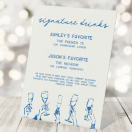 French Blue Whimsical Signature Drinks Cocktail Sockelschild