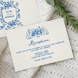 French Blue Whimsical Wedding Reception  Begleitkarte