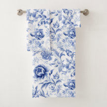 French Blue White Floral Toile Muster Geschenk