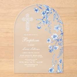 French Blue Wildflowers Arch Baptism Acryleinladungen
