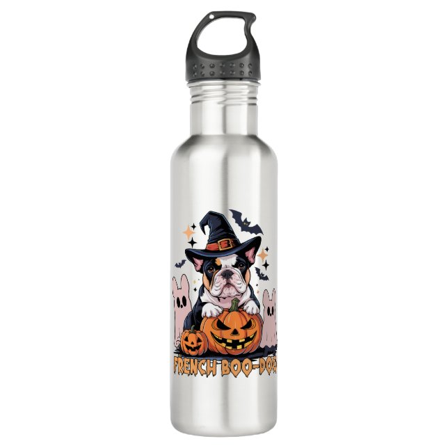 French Boo Dog Cute Frenchie Halloween Ghost Dog T Edelstahlflasche (Vorderseite)
