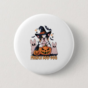 French Boo Dog Niedlich Französisch Halloween Ghos Button