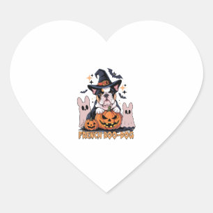 French Boo Dog Niedlich Französisch Halloween Ghos Herz-Aufkleber
