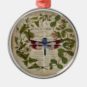 french botanical leaves modern vintage dragonfly ornament aus metall