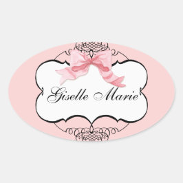 French Bow n Dots, Girl Baby Shower Sticker Siegel