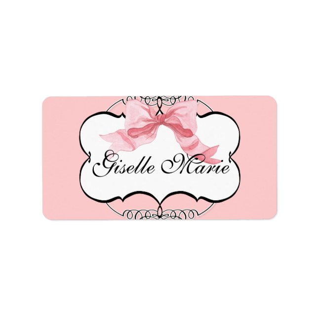 French Bow n Dots, Girl Baby Shower Sticker Siegel Adressaufkleber (Vorne)