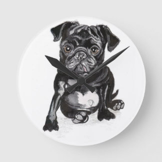 French Bull Dog Clock Runde Wanduhr