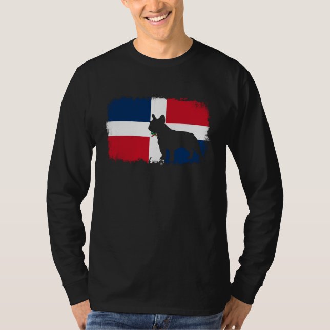 French bull dog Dominican Republic flag frenchies  T-Shirt (Vorderseite)
