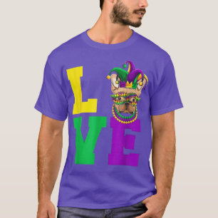 French Bull Dog Mardi Gras Mask Party T-Shirt
