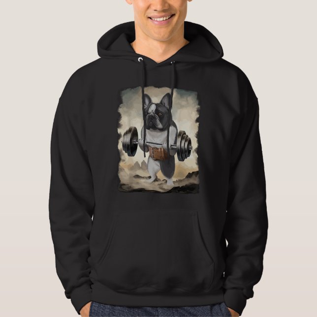 French Bull Dog Muscle Training Weightlifting  Hoodie (Vorderseite)