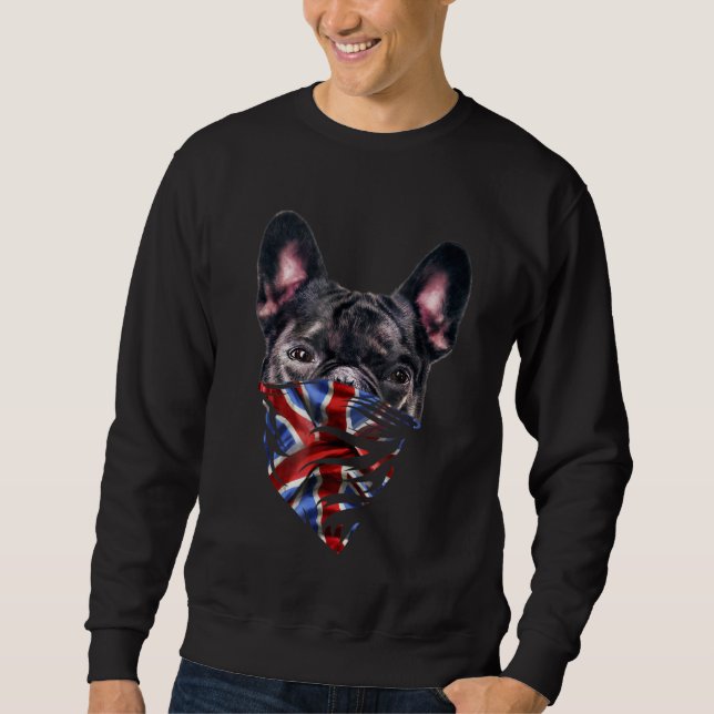 French Bull Dog Wear Union Jack Bandana British Sweatshirt (Vorderseite)