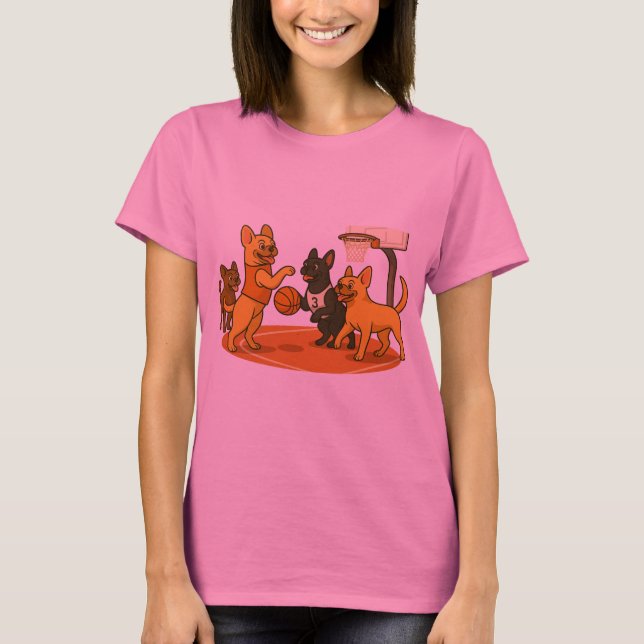 French Bull Dogs playing basketball. T-Shirt (Vorderseite)