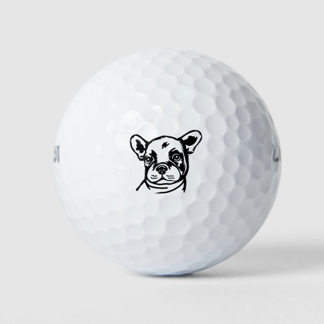 French Bull Doppy Puppy Face Golf Balls Golfball (Vorderseite)