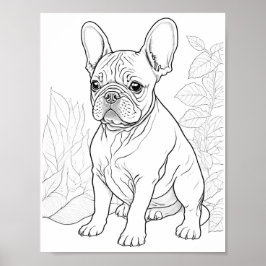 French Bulldog Adult Coloring Poster