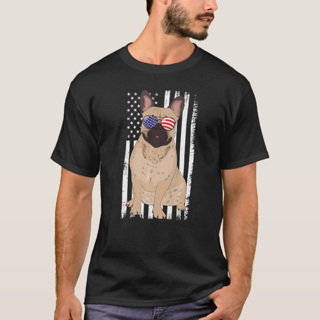French Bulldog American Flag Patriot Bulldog 4O T-Shirt (Vorderseite)