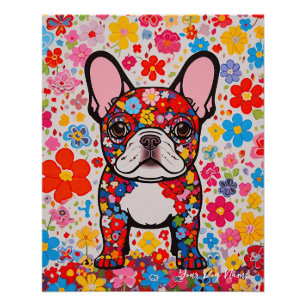 French Bulldog and Blume 001 - Schneiderjuwel Poster