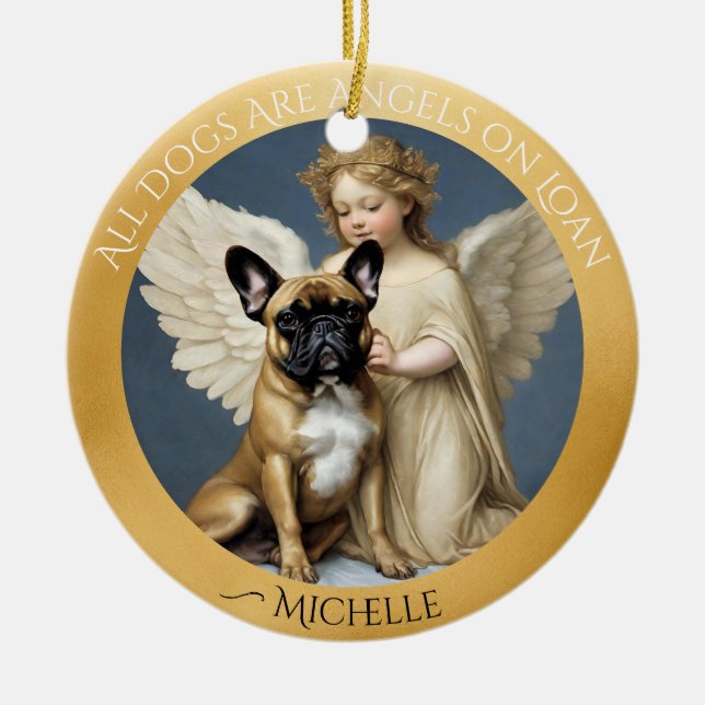 French Bulldog Angel Personalisiert Memorial Keramik Ornament (Vorne)