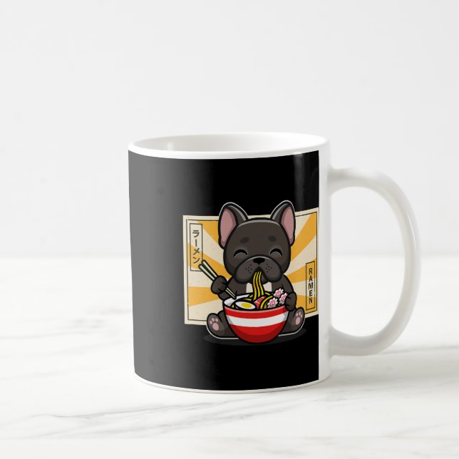 French Bulldog Anime Eating Noodle Kaffeetasse (Rechts)
