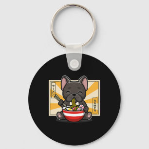 French Bulldog Anime Eating Noodle Schlüsselanhänger
