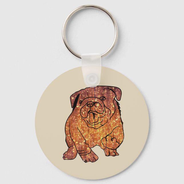 French Bulldog Art Basic Button Key Ring Schlüsselanhänger (Vorderseite)