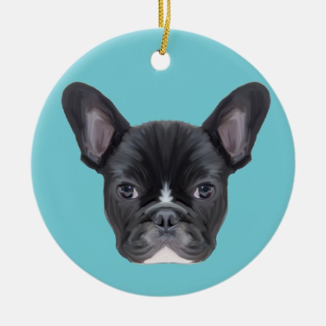 French Bulldog Art Portrait Keramikornament (Vorne)