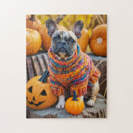 French Bulldog Autumn Pumpkins Puzzle