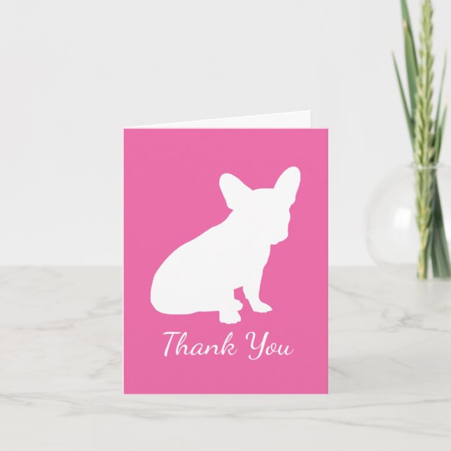 French Bulldog Baby Dusche Frenchie Pink Dankeskarte (Vorderseite)