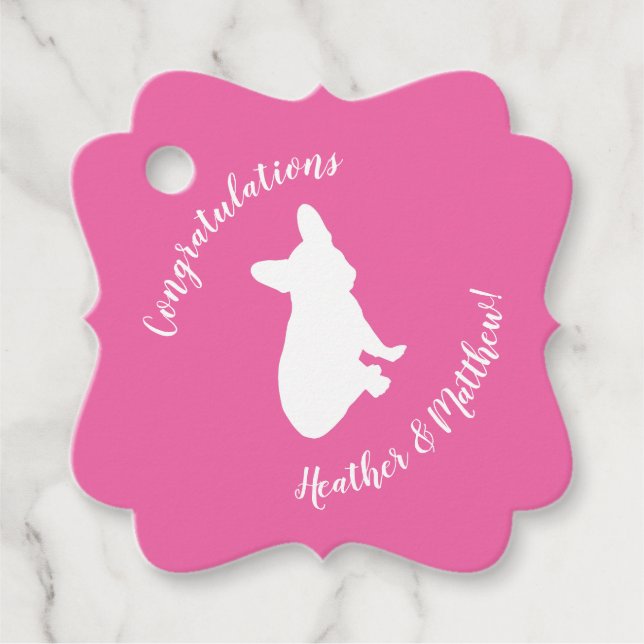 French Bulldog Baby Dusche Frenchie Pink Geschenkanhänger (Vorderseite)