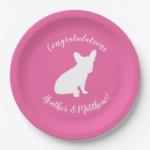 French Bulldog Baby Dusche Frenchie Pink Pappteller