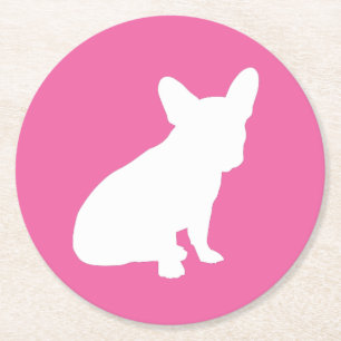 French Bulldog Baby Dusche Frenchie Pink Runder Pappuntersetzer