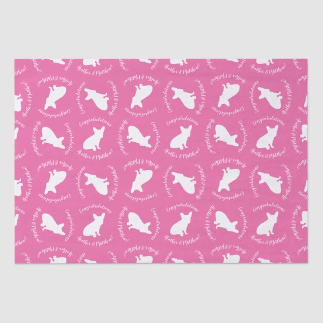 French Bulldog Baby Dusche Frenchie Pink Seidenpapier (Vorderseite)