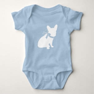 French Bulldog Baby Dusche Frenchy Frenchie Blue Baby Strampler