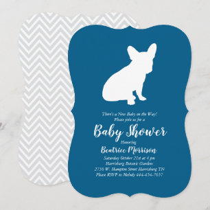 French Bulldog Baby Dusche Frenchy Frenchie Blue Einladung