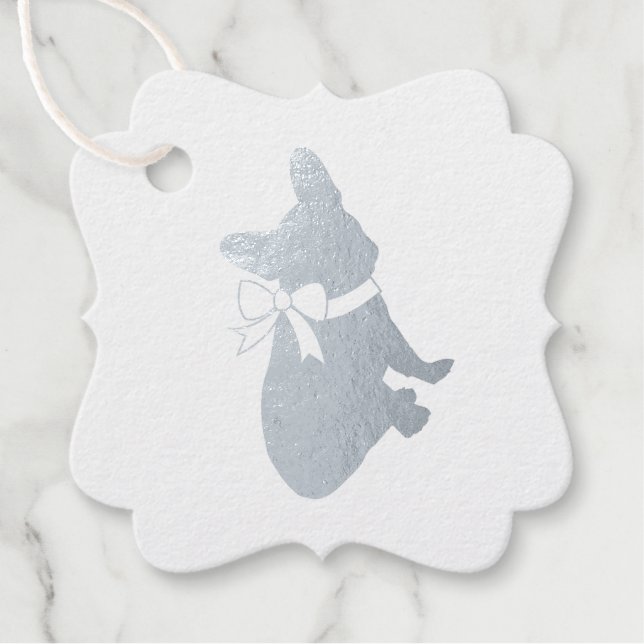 French Bulldog Baby Dusche Frenchy Frenchie Blue Geschenkanhänger (Vorderseite)