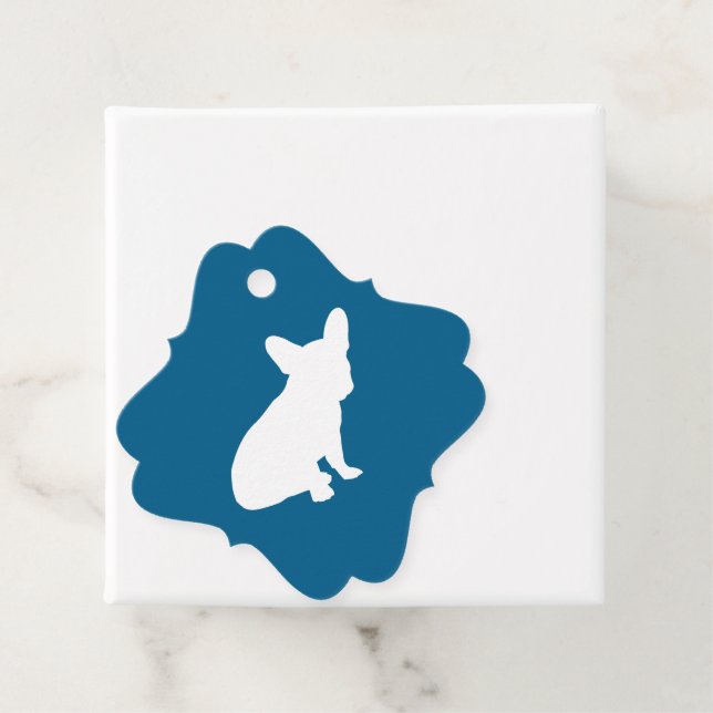 French Bulldog Baby Dusche Frenchy Frenchie Blue Geschenkanhänger (Beispiel)