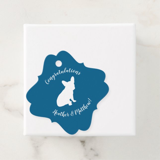 French Bulldog Baby Dusche Frenchy Frenchie Blue Geschenkanhänger (Beispiel)