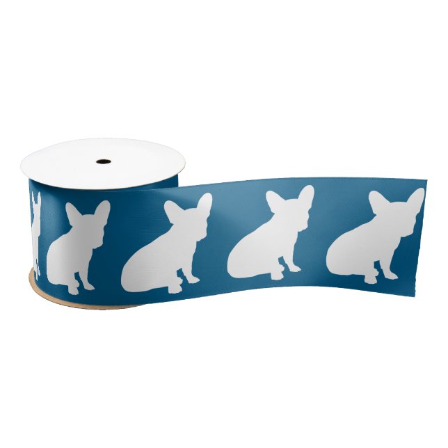 French Bulldog Baby Dusche Frenchy Frenchie Blue Satinband (Spule)